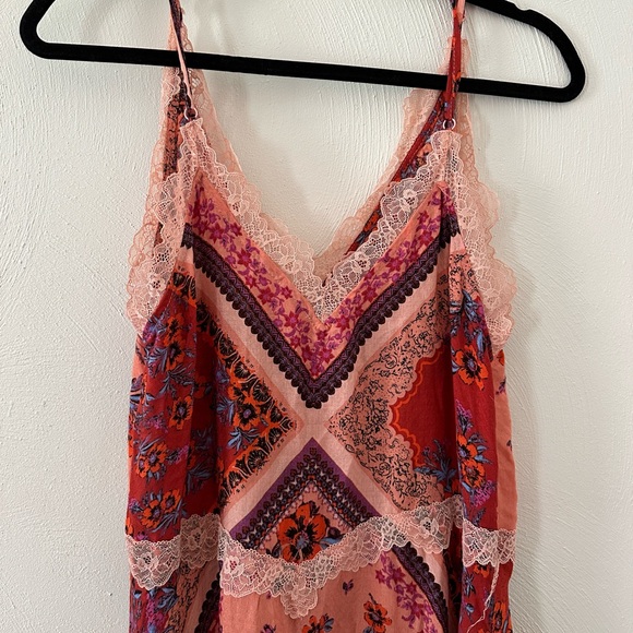 Free People Pink Lace Bandana Print Midi Maxi Dress - Picture 3 of 6